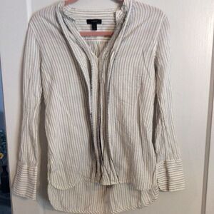 J. Crew striped tunic size 2 womens long sleeve V neck black gray white